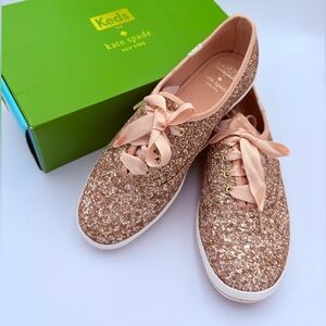 KEDS by Kate Spade Sz 8.5 Rose Gold Glitter NIB